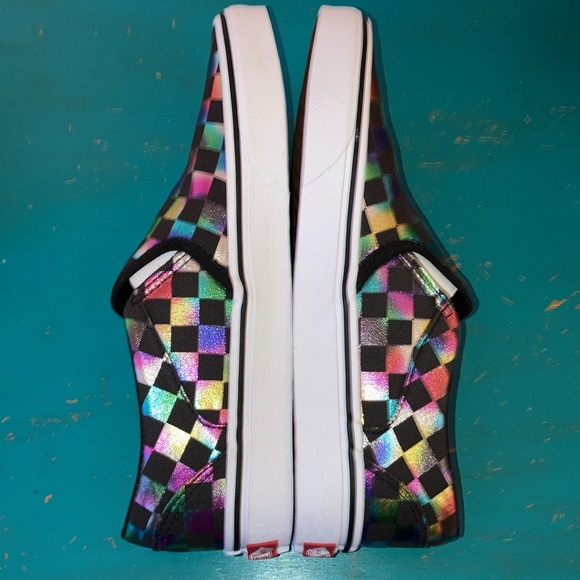 Vans Asher Iridescent Multi color Checkerboars. Women’s Size 8.5 - Picture 7 of 9